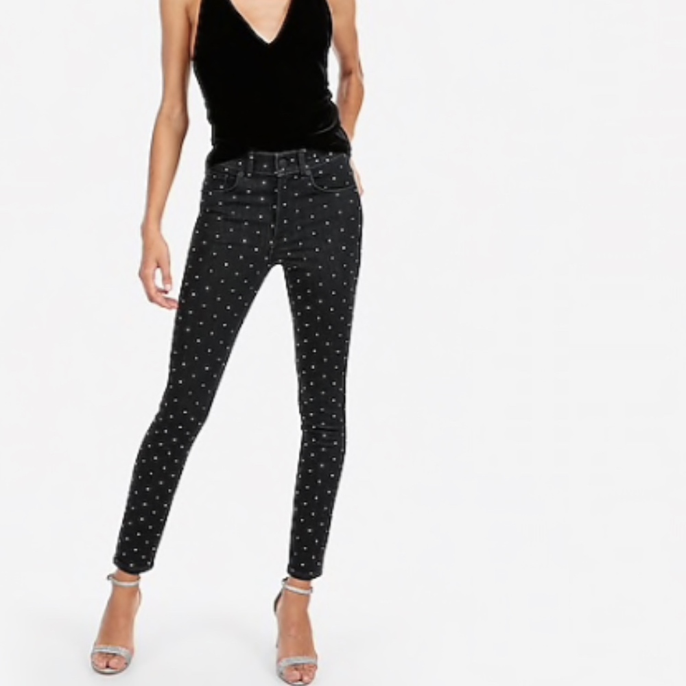 Express Mid Rise Rhinestone Ankle Leggings - Picture 5 of 7